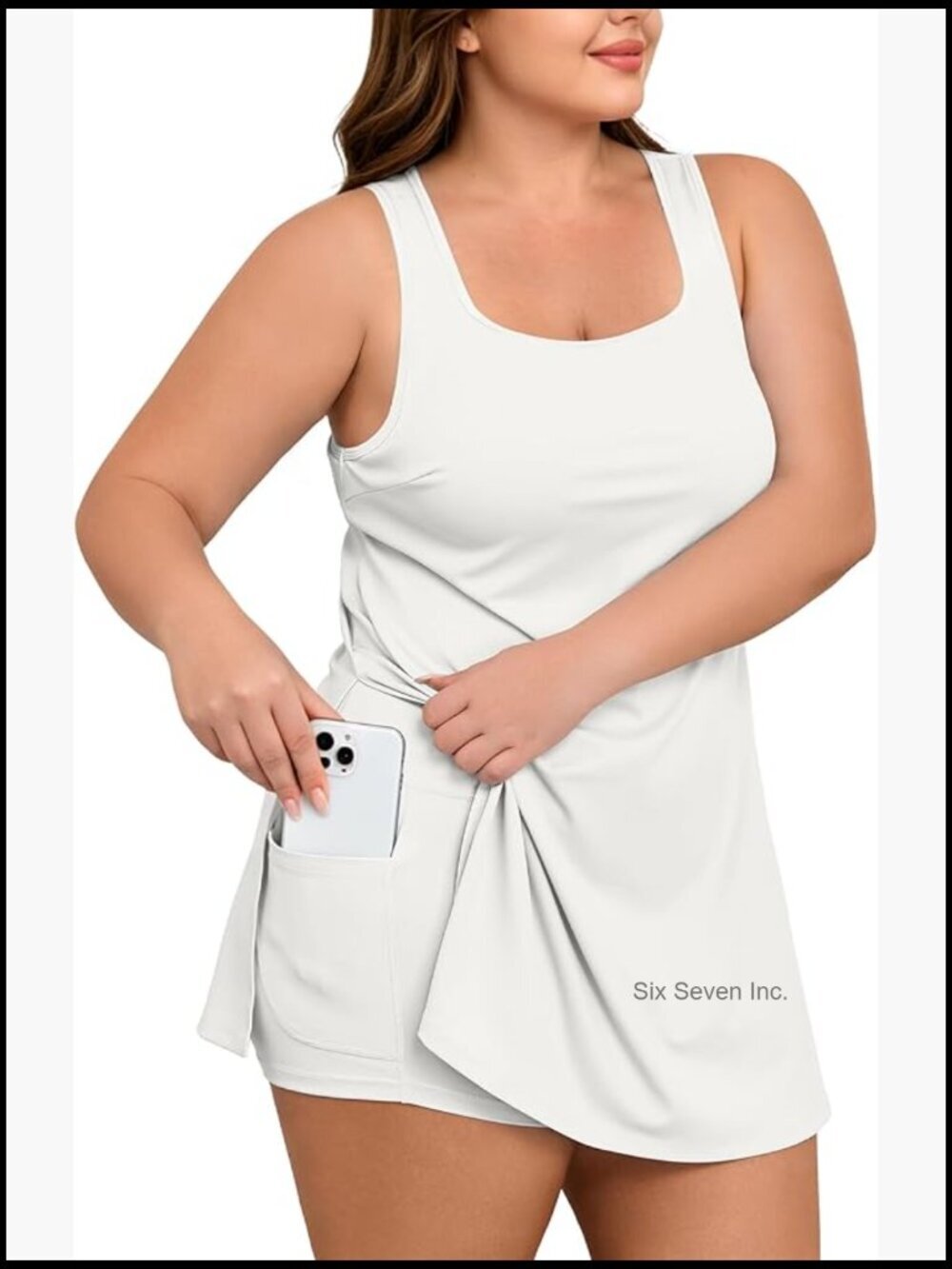 Plus Size Tennis Dress with Built-in Shorts Side Slit